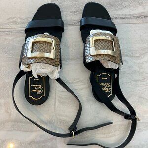 Roger Vivier Leather and Snake Skin Sandal, size 37.5